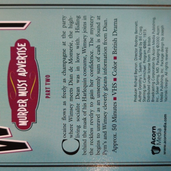 Lord Peter Wimsey Murder Must Advertise 4 VHS BBC Drama Mystery 1973 Series - Picture 7 of 11